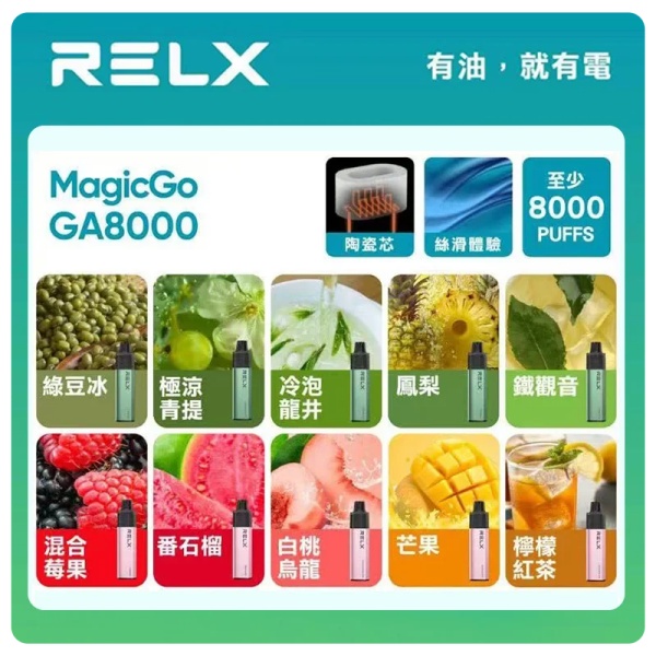 RELX GA 8000口 悅刻拋棄式一次性電子煙 無需充電 快速出貨